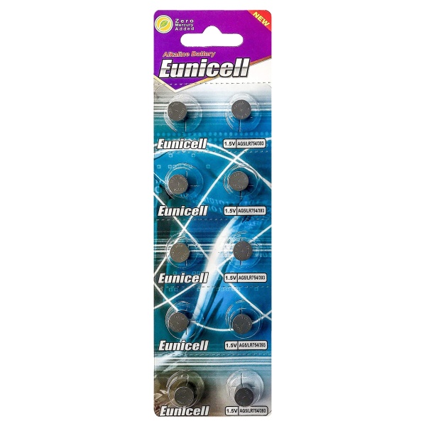 10 x Eunicell AG5 / LR48 1.5V Alkaline Batteries