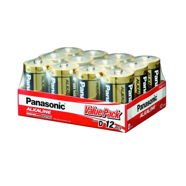 Panasonic D / LR20 1.5V Alkaline Battery 12 Pack